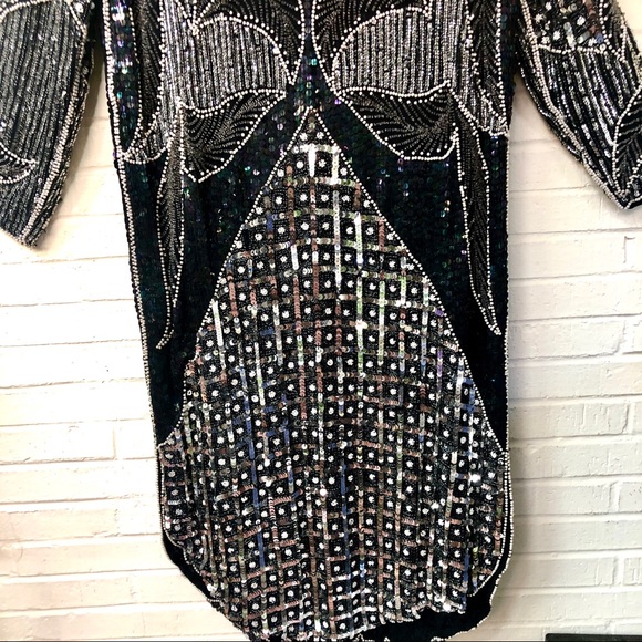 Vintage silk sequined and beaded sheath - Picture 2 of 8
